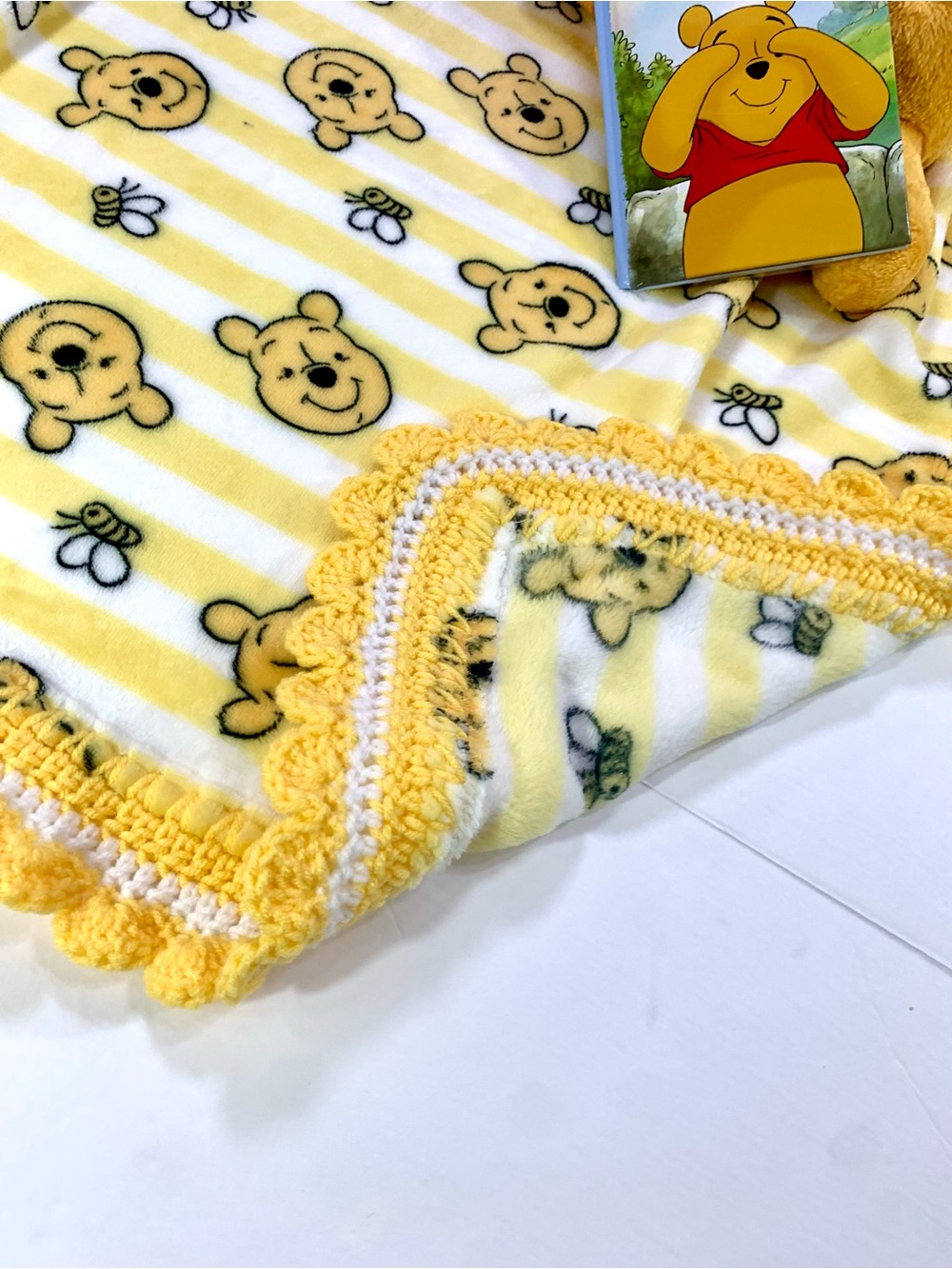Disney Winnie the Pooh and Bees Crocheted Baby Blanket & Plush Set - Picture 6 of 11